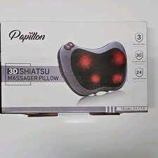 Papillon 3D Shiatsu Massager Pillow Heat Adjustable Speeds Auto Programs JH-016