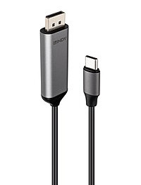 Lindy 43503 video cable adapter 1 m USB Type-C DisplayPort Grey
