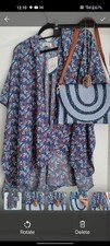 🆕💙 3 piece outfit kimono size 10/20, bag & Genuine Picture Jasper necklace 💙