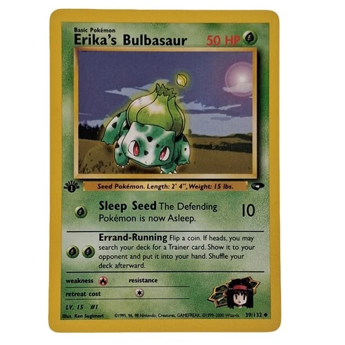 Erika’s Bulbasaur 39/132 Gym Heroes Pokemon Card WOTC Vintage NM