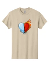 Fire-And-Ice-Heart-3 Mens Graphic Tee, 100% Cotton, Casual Summer Wear