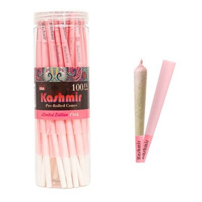Kashmir Pre Rolled Cones Pink Rolling Papers 1 1/4 Natural Gum & Smooth 100 Ct