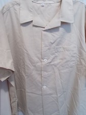 NEW Best Manufacturing Short Sleeve Tan White Striped Uniform Shirt, Size 4XL