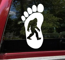 Bigfoot in Footprint Vinyl Decal V2  Sasquatch PNW Hiking  Die Cut Sticker