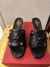 NWB Valentino Garavani Black Roman Stud Quilted Napa  Mules Size 36.5 IT/6.5 US