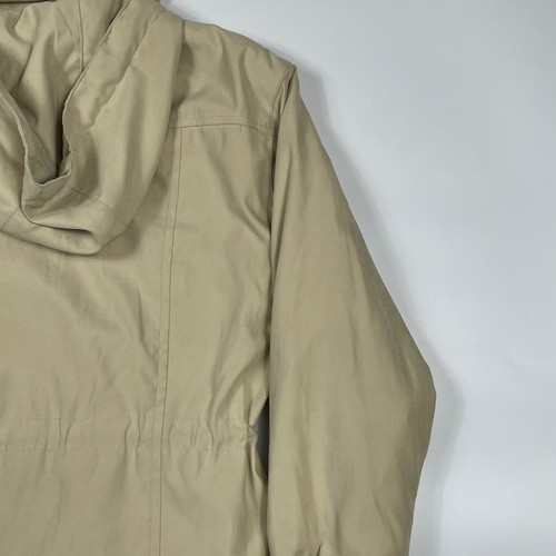 Talbots Trench Womens P Beige Hood Rain Drawstring Waist Mid-Length Coat Jacket - Picture 9 of 14