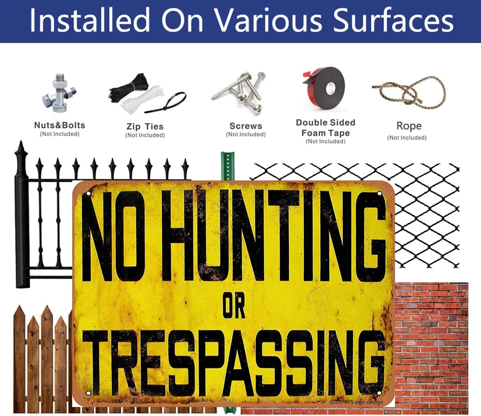 "Vintage Tin Sign NO HUNTING or Trespassing"Private Property No Trespassing Sign - Image 3 of 4