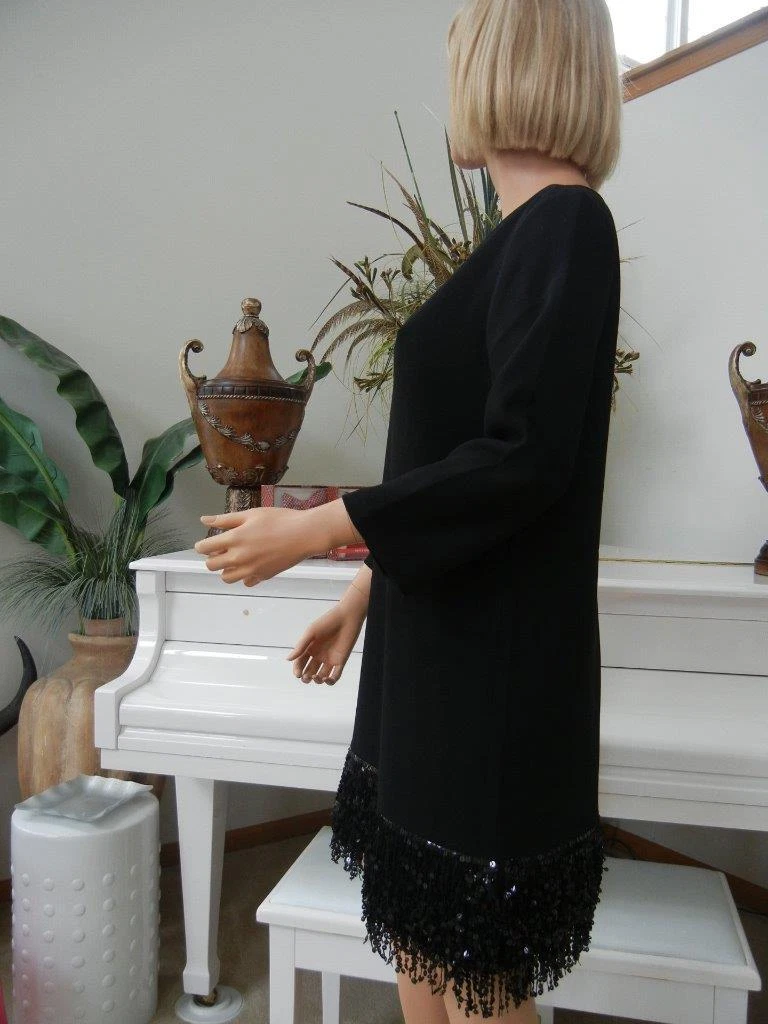 ABITO DA SERA NUOVO CON ETICHETTE KATE SPADE PAILLETTES FRANGE LAS VEGAS MINI LITTLE NERO TAGLIA 8 $398