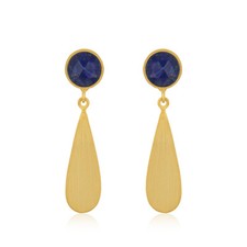 Handmade 925 Silver 18k Gold Plated Lapis Lazuli Gemstone Earrings Jewelry