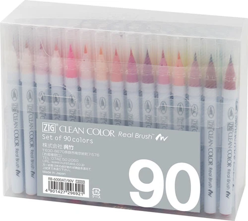 Kuretake ZIG Clean Color Real Brush FUDE With Beautiful Washi letter paper JAPAN