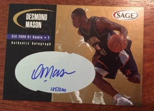 Sage Desmond Mason 2000 autógrafo dorado #/200 Oklahoma State OSU Foto 3 de 3