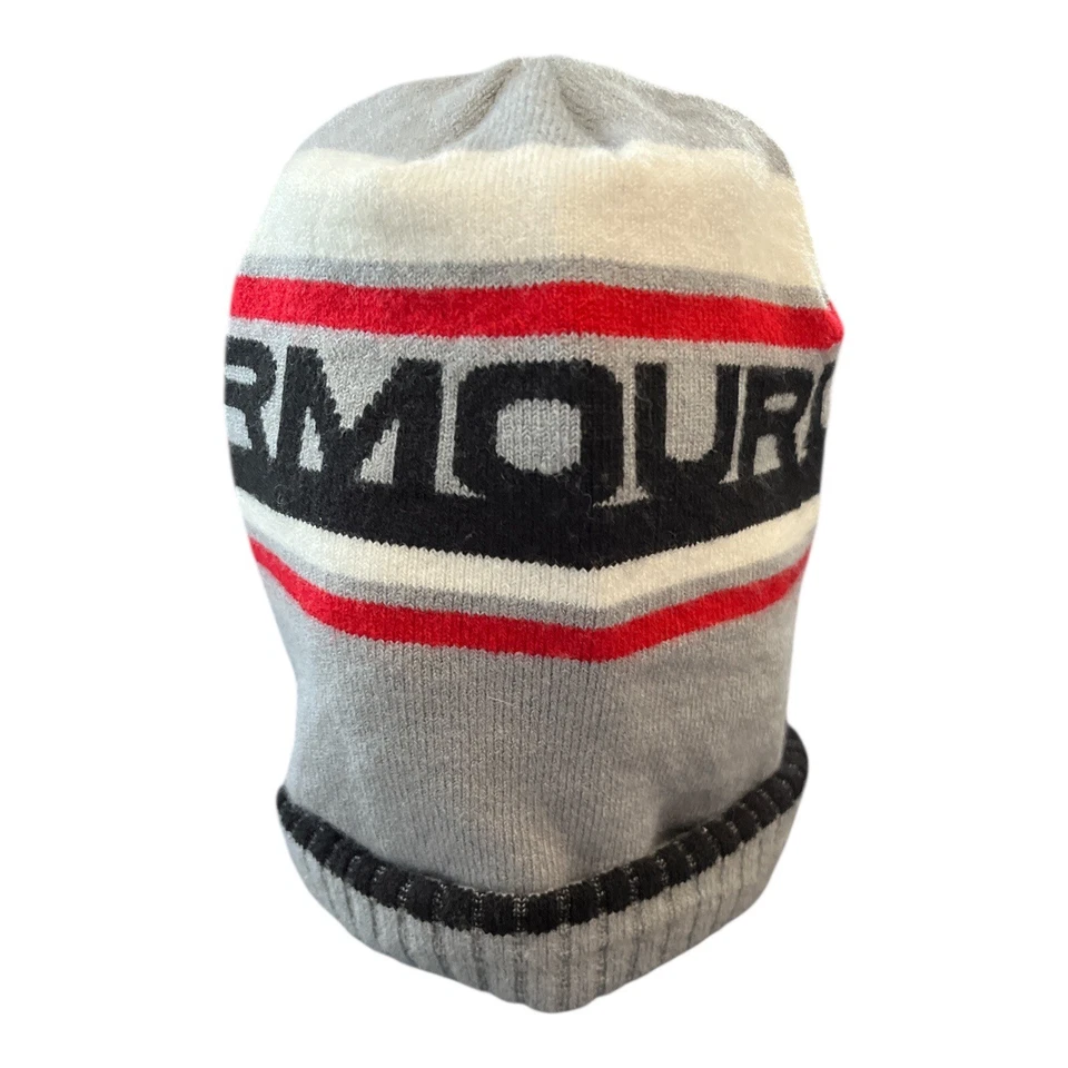 Gorro de invierno Under Armour OSFA para hombre - gris con rayas rojas, negras y blancas - A Foto 3 de 4