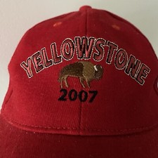 Yellowstone National Park Hat Cap Strap Back Adult One Size Red Cotton 2007