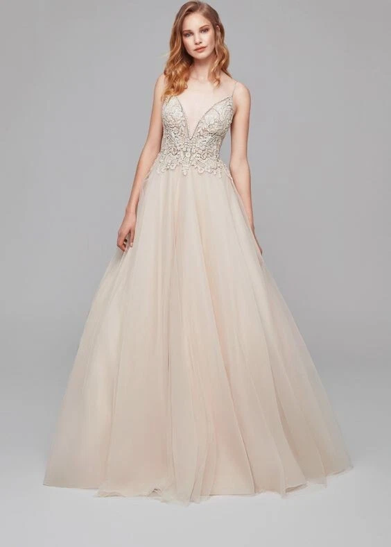 签名 GALINA SWG78 象牙玫瑰水 水钻 薄纱 新娘 婚礼礼服 12 — 第 4/4 张图片