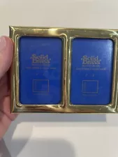 Vintage Solid Brass Double Picture Frame Hand Polished & Lacquer Coated Mini 3×4