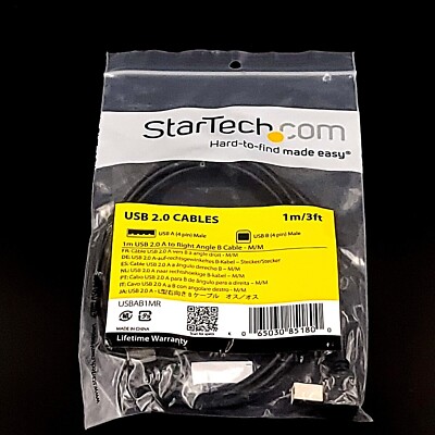StarTech USB Cable USB 2.0 A to Right Angle B Cable M/M 1 Meter 3 Feet USBAB1MR
