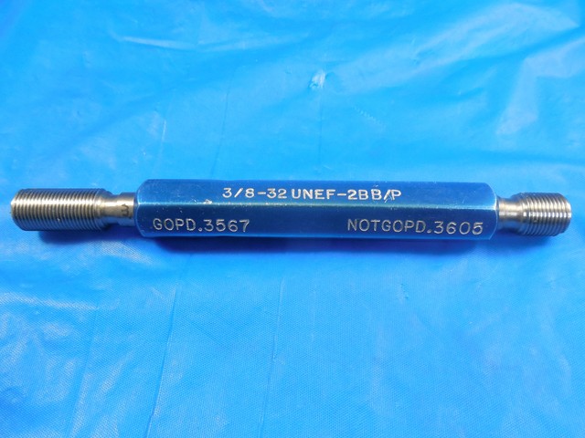 3 8 32 UNEF 2B BEFORE PLATE THREAD PLUG GAGE 375 GO NO GO PDS 3567 