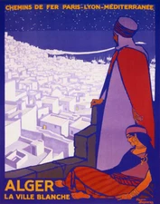 POSTER ALGER LA VILLE BLANCHE PARIS LYON TRAVEL ORIENT VINTAGE REPRO FREE S/H