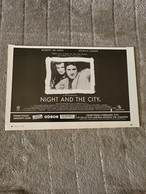 TPQM1 ADVERT 5X8 NIGHT AND THE CITY - ROBERT DE NIRO. JESSICA LANGE: CINEMAS