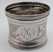 Antique French 950 Silver Napkin Ring "AS" or "SA" initials engraving