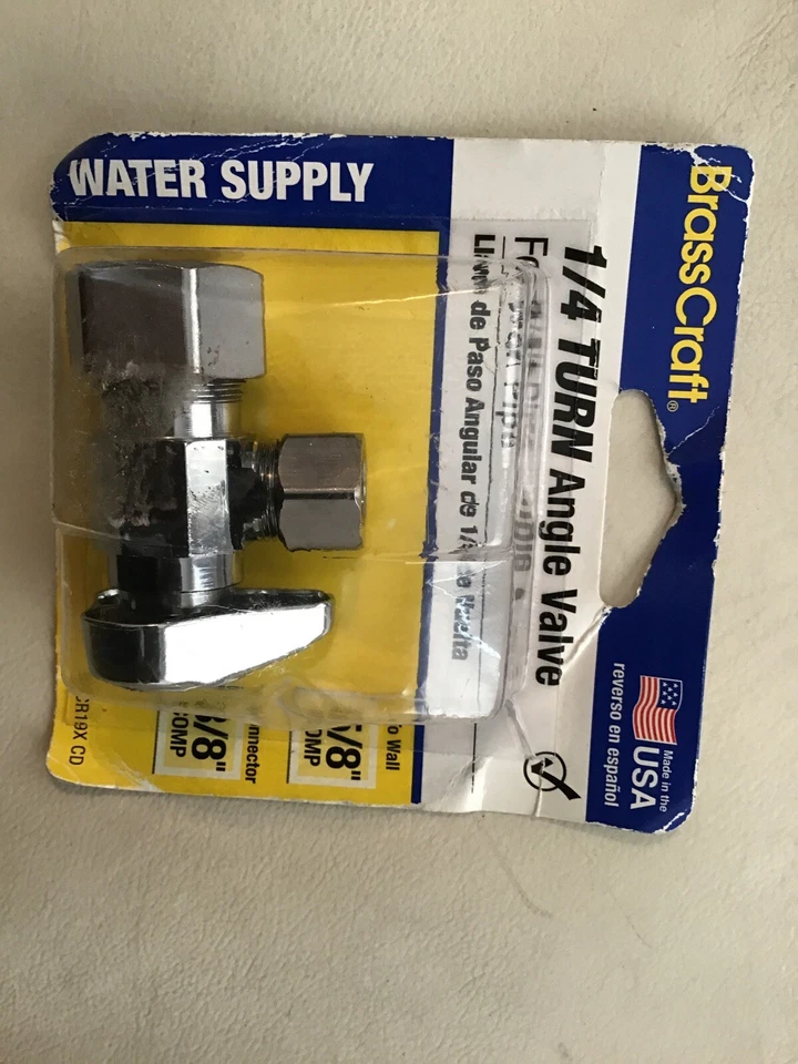 "Válvula de ángulo de giro de 1/4 de cromo CD artesanal de latón G2CR19X 5/8"" comp. X 3/8"" comp. ¡Nuevo!! Foto 4 de 4