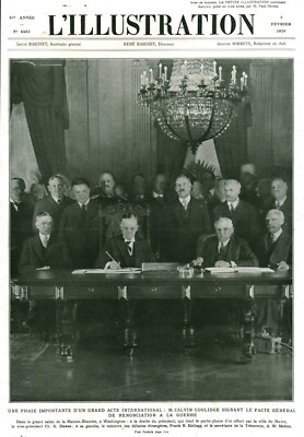 Altes Dokument M Calvin Coolidge Unterzeichnung des Paktes 1929 aus Zeitschrift