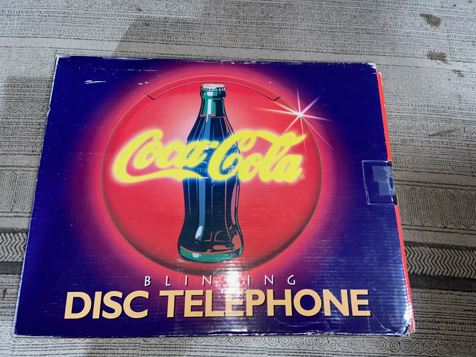 1995 RED Coca Cola Disc Telephone W/Neon Blinking Lights (New In Box)