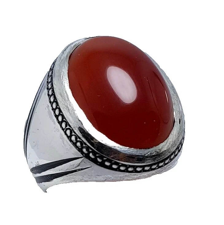 Anillos de Plata de Ley Ágata Marrón para Hombres