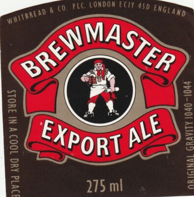 BEER BOTTLE LABEL - WHITBREAD BREWERY - BREWMASTER EXPORT ALE