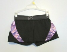 Girls GK Elite Black w/Purple Dance Shorts Size M Waist 19 inches EUC  