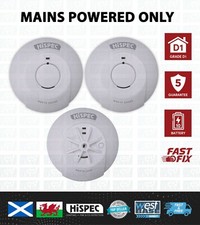 HISPEC MAINS Interlink 2xSMOKE + 1xHEAT Alarm Kit Fast Fix 10YR Lithium Battery
