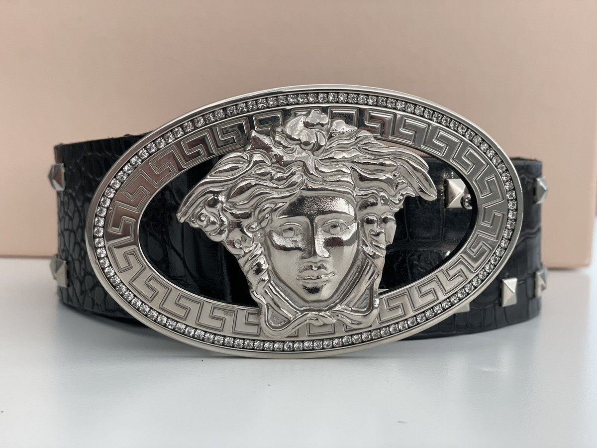 VERSACE Crocodile belt Brand New Italian VERSACE Black Genuine