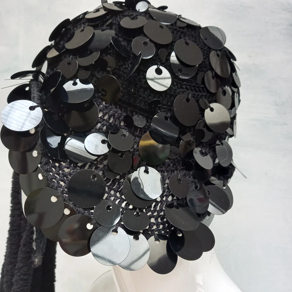 Sombrero Fascinator Mujer Crochet Tejido Gorra Elegante Lentejuelas Bordado Retro Años 20 Foto 4 de 4