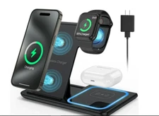 3 in 1 Wireless Charger, 18W Fast Charger Pad Stand Charging Station Dock