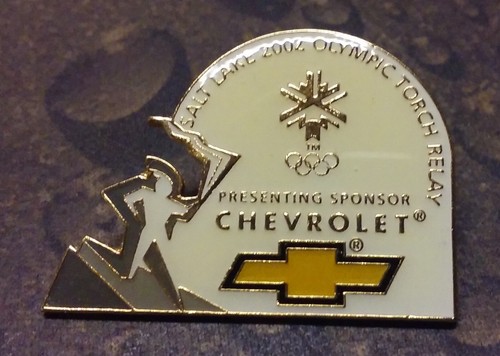 Salt Lake City Utah 2002 Chevrolet Olympic Torch Relay pin Presenting Sponsor