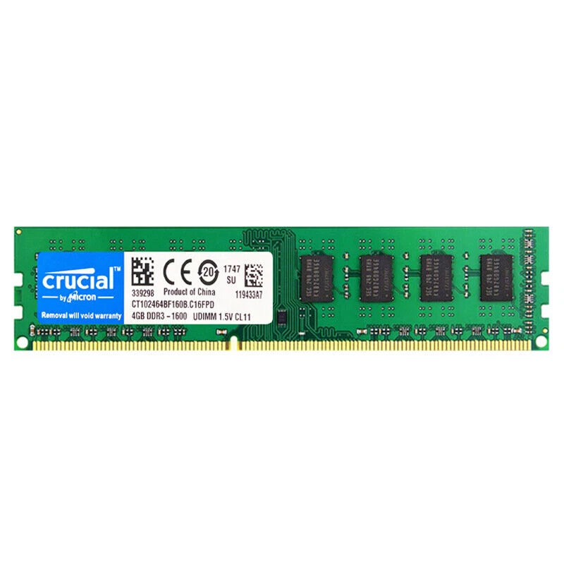 CRUCIAL DDR3 8GB 2X4GB 1600 MHz PC3-12800 Desktop Memory RAM 240pin DIMM 1.5V - Image 2 of 4