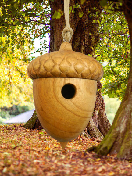 Wooden Bird House Nesting Box - Acorn