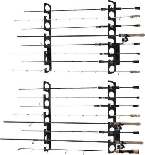 Wall Mounted Fishing Rod Rack, 2 pcs Holds 8 Rods Fishing Rod Holders For Pole - Picture 5 of 12