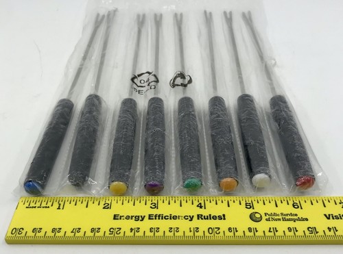 New Sealed Package Set 8 Fondue Forks 9” Stainless Steel Black W/Multicolor Tips - Picture 5 of 5