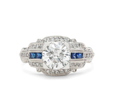 Art Deco 1.4CT White Round Cut CZ Antique Engagement  Wedding Ring 925 Silver