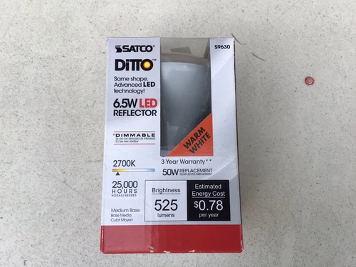 Satco S9630 LED Reflector 6.5W =50W 120V R20 E26 Dimmable Frost 2700K Warm White - Picture 2 of 5