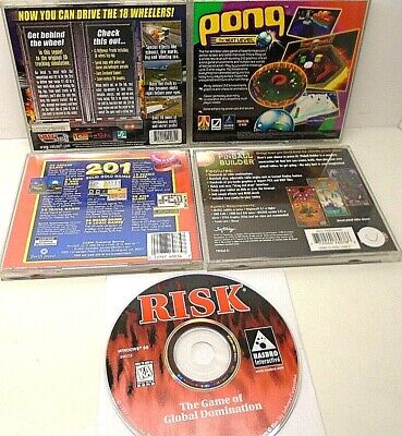 5 PC Games 201 SOLID GOLD Hard Truck II PONG THE NEXT LEVEL Risk PINBALL  BUILDER