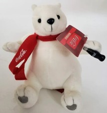 COCA COLA POLAR BEAR COKE BEAN BAG W/ BOTTLE  SCARF TAGS IN PLACE NEW