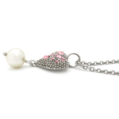 Miu Miu Necklace Heart Swing Pearl Silver 925 Pink | eBay