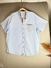 Mens Schickimicki 100% cotton blue white short sleeve button down 4XL shirt