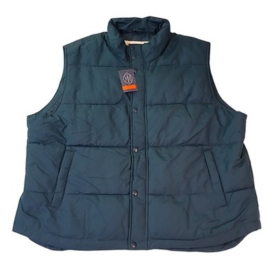 St Johns Bay Mens Puffer Vest Teal Night Blue Green Quilted XXL New With Tags