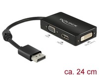 Delock Adapter Displayport 1.1 Stecker > Vga / Hdmi / Dvi Buchse Passiv Schwarz