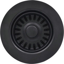 3-1/2 Inch Polymer Black Sink Drain Assembly with Basket Strainer and Stopper fo