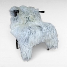 Genuine Icelandic Sheepskin Rug Gray Wide Long Silky Soft OOAK 50" x 33"