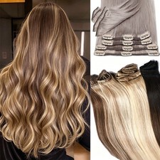 Double Weft Clip In Remy Human Hair Pieces Extensions Full Head For Women Beauty